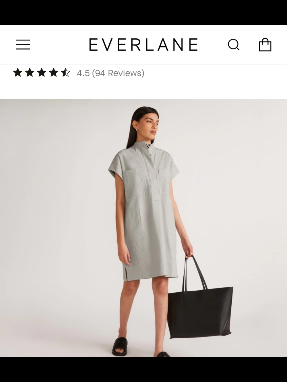 Everlane  Easy Workwear Dress Black and White Stripe